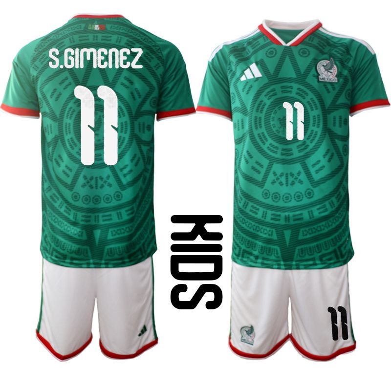 Youth 2026 World Cup National Team Mexico home green #11 Soccer Jersey